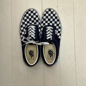 dark purple and white checkered vans